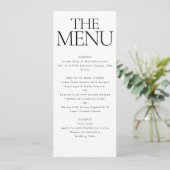Elegant modern zwart wit bruiloft diner menu (Staand voorkant)