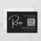 Elegant & Modern Zwart-wit bruiloft QR-code RSVP Kaartje (Voorkant)