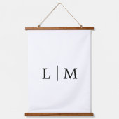 Elegant modern zwart-wit eenvoudig monogram hangend wandkleed (Voorkant)