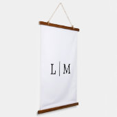 Elegant modern zwart-wit eenvoudig monogram hangend wandkleed (Gebogen)