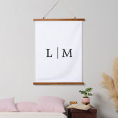 Elegant modern zwart-wit eenvoudig monogram hangend wandkleed (Slaapkamer)
