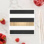 Elegant Modern Zwart, Wit en Goud Gestreept Servet (Insitu)