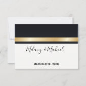 Elegant modern zwart-wit en gouden bruiloft RSVP (Achterkant)