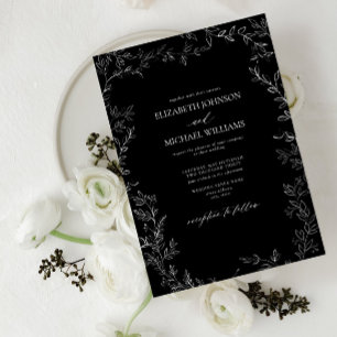Elegant modern zwart-wit en minimaal lef-huwelijk kaart