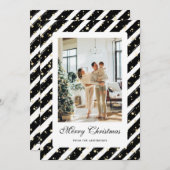 Elegant Modern Zwart Wit Foto Vrolijk Kerstfeest Feestdagenkaart (Voorkant / Achterkant)
