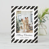 Elegant Modern Zwart Wit Foto Vrolijk Kerstfeest Feestdagenkaart (Staand voorkant)
