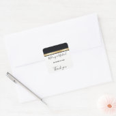 Elegant modern zwart wit & goud Bedankt Vierkante Sticker (Envelop)