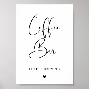 Elegant & Modern Zwart-wit Koffie Bar teken Poster