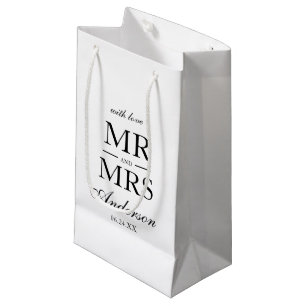 Elegant modern zwart-withuwelijk klein cadeauzakje