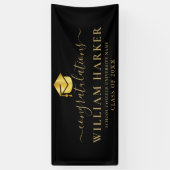 Elegant modern zwart-witscript en Afstuderen Gold  Spandoek (Verticaal)