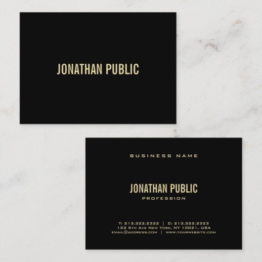 Elegant modern zwart-wittekentaplein visitekaartje (Voorkant / Achterkant)