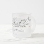 Elegant modern - zwart witwitbruistoestel cadeautj matglas koffiemok (Voorkant rechts)