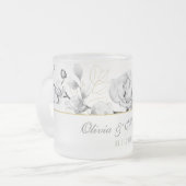 Elegant modern - zwart witwitbruistoestel cadeautj matglas koffiemok (Voorkant links)