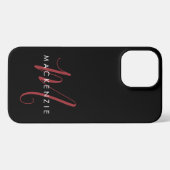 Elegant modern zwart-zwart-witmonogram iPhone hoesje (Achterkant horizontaal)