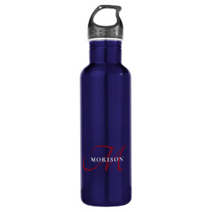 Elegant modern zwart-zwart-witmonogram waterfles 