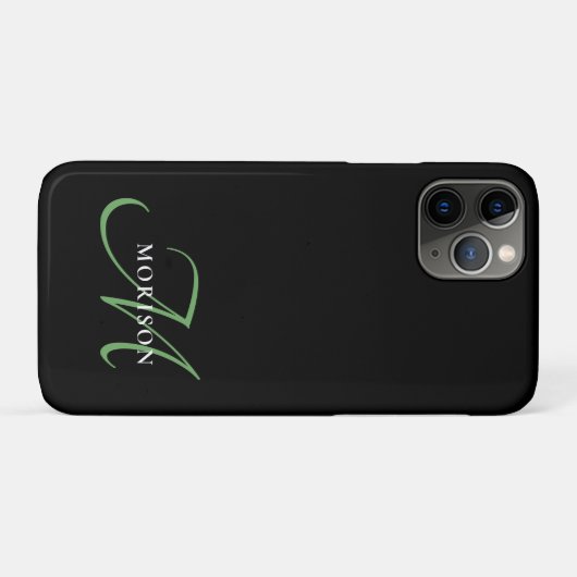 Elegant modern zwart-zwart zwart-witmonogram Case-Mate iPhone case (Achterkant (horizontaal))