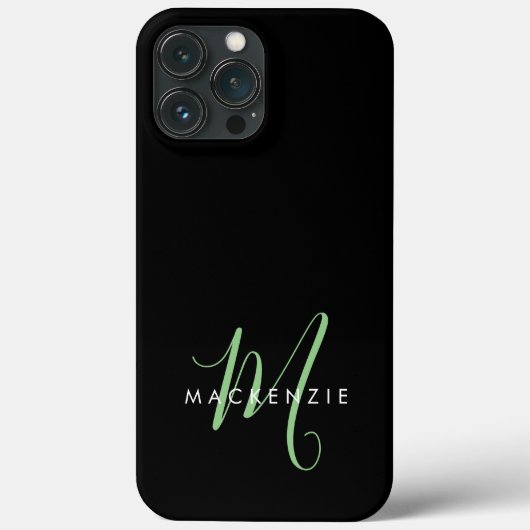 Elegant modern zwart-zwart zwart-witmonogram Case-Mate iPhone case (Achterkant)