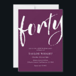 Elégant Moderne 40e Anniversaire Invitation fête<br><div class="desc">Elégant Moderne 40e Anniversaire Invitation fête</div>