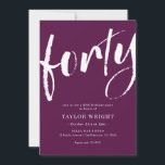 Elégant Moderne 40e Anniversaire Invitation fête<br><div class="desc">Elégant Moderne 40e Anniversaire Invitation fête</div>