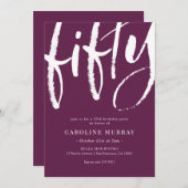 Elégant Moderne 50e Anniversaire Invitation de fêt (Devant / Derrière)