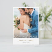 Elegant Moderne Amour et Merci Gold Photo Mariage (Debout devant)