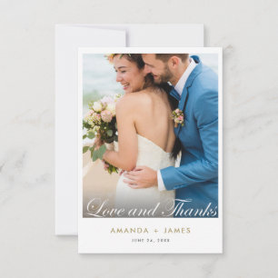 Elegant Moderne Amour et Merci Gold Photo Mariage