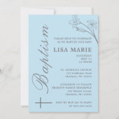 Élégant moderne Baby Blue Baptism Invitation (Devant)
