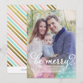 Élégant moderne Be Joyeux Carte photo de Noël (Devant / Derrière)