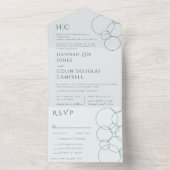 Elegant moderne belletjes Geometric Grey & Dark Bl All In One Uitnodiging (Binnen)