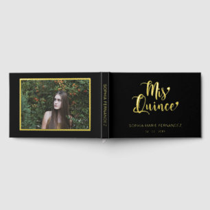 Elégant moderne Black Gold Photo Quinceañera