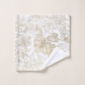 Elégant moderne blanc gris or marbre floral (Gant de toilette)