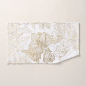 Elégant moderne blanc gris or marbre floral (Serviette à main)