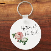 Elegant moderne bloemen rozen moeder van de bruid sleutelhanger (Voorkant)