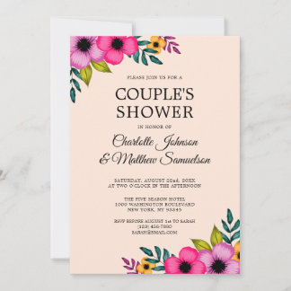 Elegant Moderne Blush Pink Floral Minimal Party  Kaart