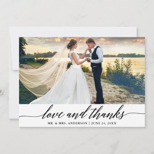 Elegant Moderne Calligrafie Love Bedankt Wedding (Voorkant)