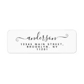 Elegant Moderne Calligrafie Script Zwarte achterna Etiket (Voorkant)