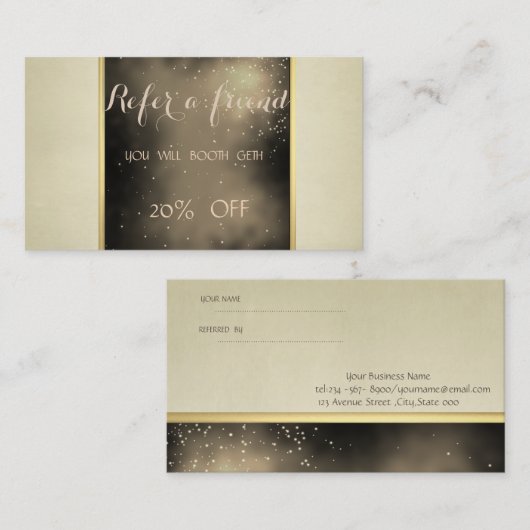 Elégant Moderne, Carte de référence de crème (Devant / Derrière)