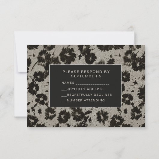 Elégant moderne carte RSVP Mariage argent noir (Devant)
