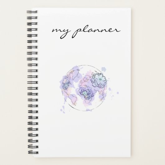 Elégant Moderne Chic Bleu Aquarelle Globe (Devant)