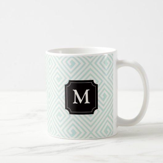 Élégant Moderne Chic grec Clé Motif Monogramme Mug (Droite)