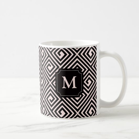 Élégant Moderne Chic grec Clé Motif Monogramme Mug (Droite)