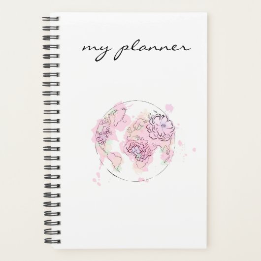 Elégant Moderne Chic Rose Aquarelle Globe (Devant)