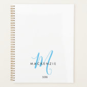 Élégant Moderne Ciel Blanc Bleu Monogramme Script (Devant)