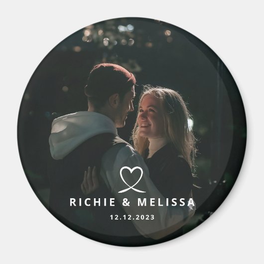 Élégant moderne Couple Photo sur mesure Aimant Dat (Devant)