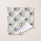 Élégant Moderne Cuir Blanc Tufté Or (Gant de toilette)