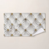 Élégant Moderne Cuir Blanc Tufté Or (Serviette à main)