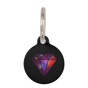 elegant moderne diamantnevel kleurrijk roze zwart huisdierpenning