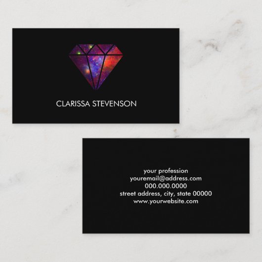 elegant moderne diamantnevel kleurrijk roze zwart visitekaartje (Voorkant / Achterkant)