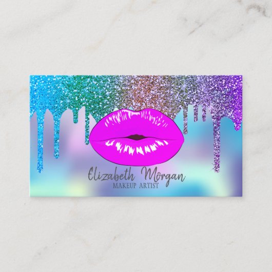 Elegant Moderne Drivers Holographic Lips Makeup Visitekaartje (Voorkant)