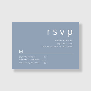 Elégant moderne Dusty Blue Wedding carte RSVP